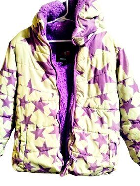 SwissTech Girls’ Puffer Jacket – Purple Star Print, 5T